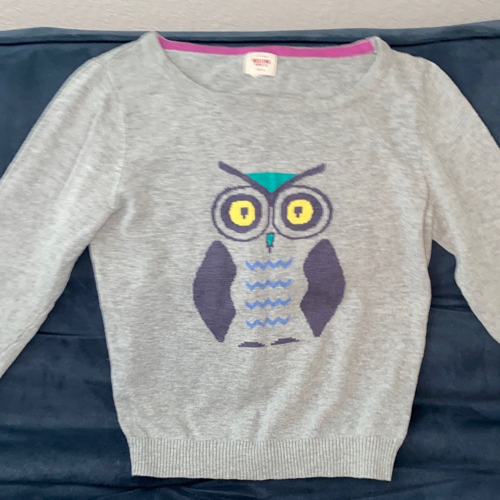 Mossimo Supply Co. Gray Sweater with Colorful owl Design